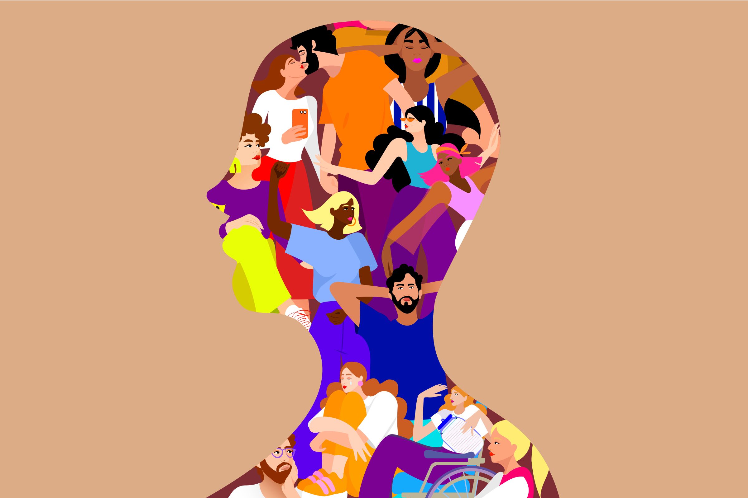 多様性を表現する人型シルエットのイラスト